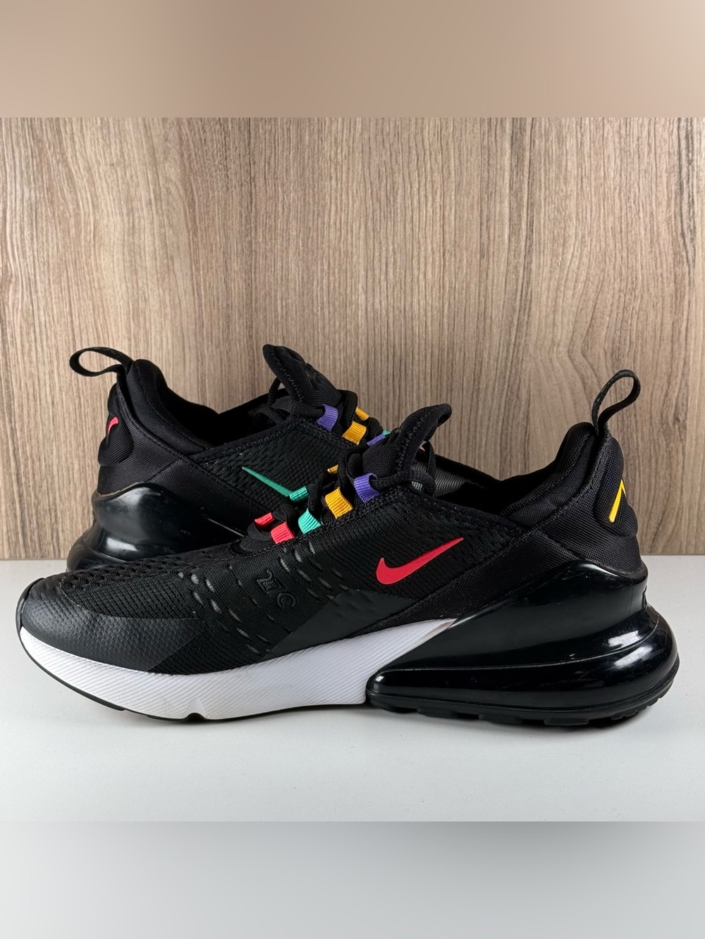 Nike Air Max 270 Game Change Black Multi Color Shoes CJ6960-001 GS 7Y / Wmns 8.5 - Picture 5 of 9